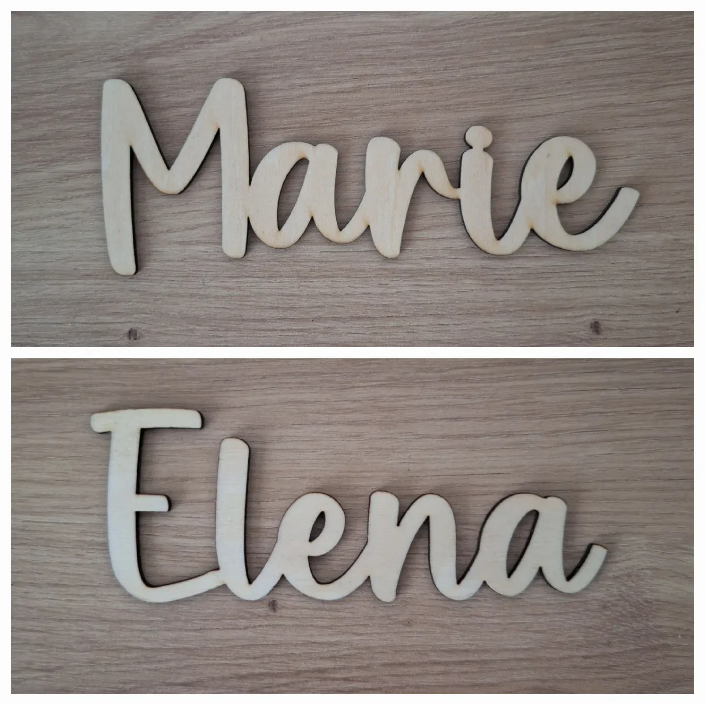 Namensschilder Marie und Elena freistehend